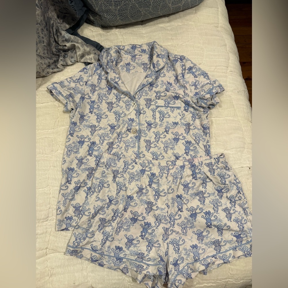 Roller Rabbit Loveshack Fancy Pajama Set Blue Size Large Limited Edition